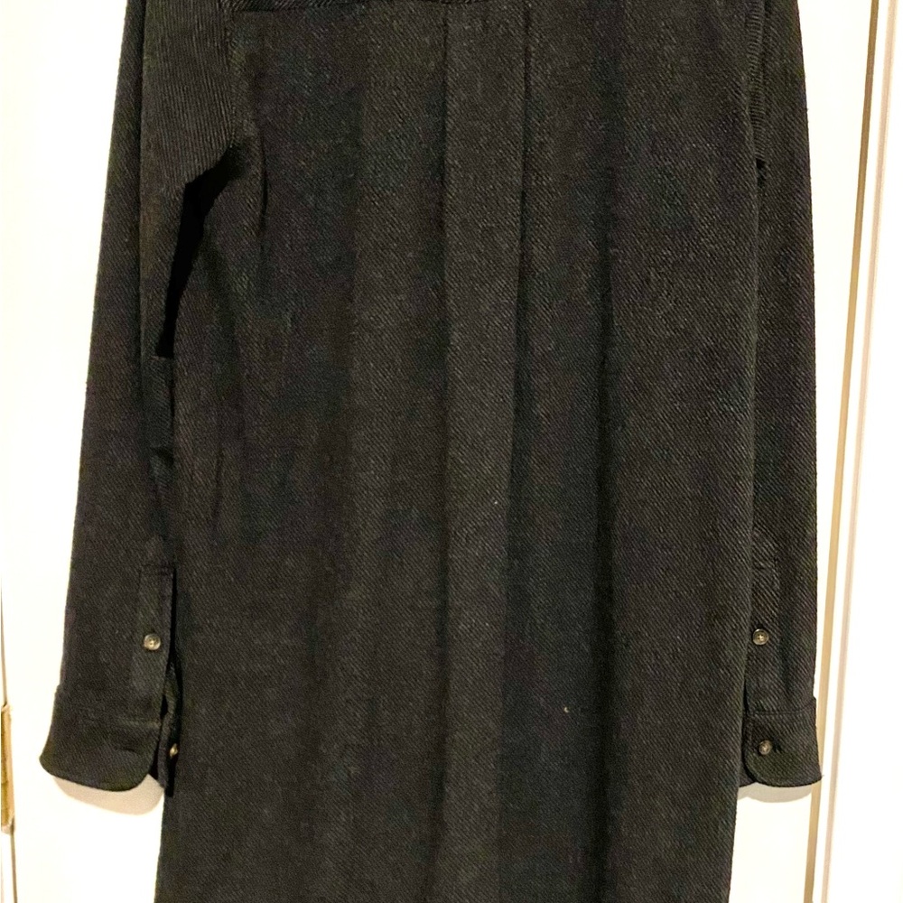 Faherty Legend Sweater Shirt Dress Heathered Black Button-Front Ling-Sleeve S - Picture 5 of 8